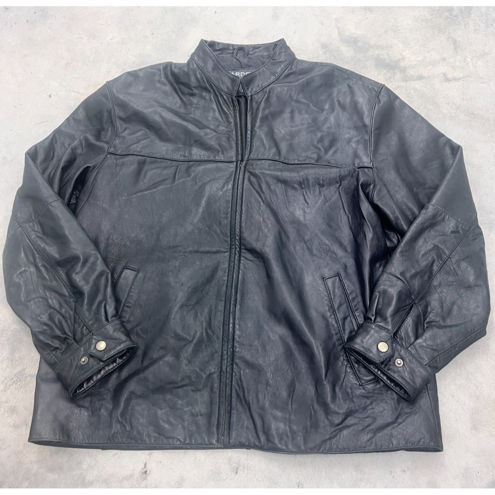 VTG Tardelli Jacket Mens Large Black Leather Full Zip Moto Biker Retro Outdoor